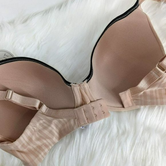 Parfait T-Shirt Bra 32D Nude Tan Aline Shadow Stripe Underwire Contour P5251 New - Picture 10 of 13